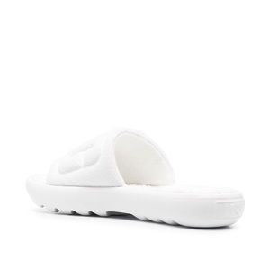 White embossed ugg terry cloth slides
